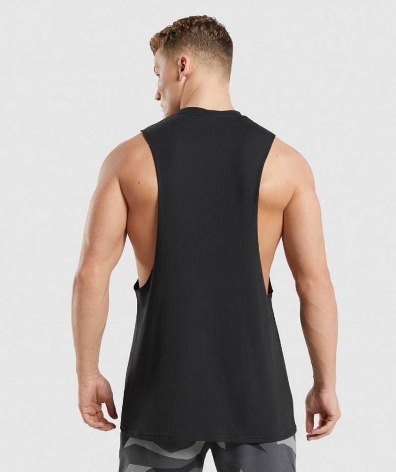 Men's Gymshark Critical 2.0 Drop Arm Tanks Black | CA D586A0